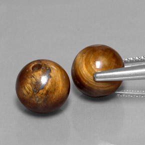 Tiger's Eye Gemstone in 8.3 mm Size for Sale, Tiger's Eye Stone in Gold Brown Color