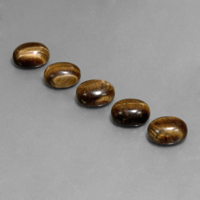 Tiger's Eye Gemstones in 9 x 7 mm (calibrated) Size for Sale, Tiger's Eye Stones in Medium Brown Color