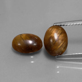 3.18 ct Brown Tiger's Eye Gemstone, Tiger's Eye Gem in Oval Cabochon Shape for Sale.