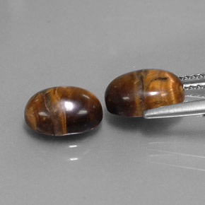 Tiger's Eye Gemstone in 9 x 7 mm (calibrated) Size for Sale, Tiger's Eye Stone in Gold Brown Color