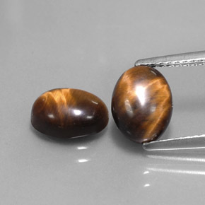 3.25 ct Brown Tiger's Eye Gemstone, Tiger's Eye Gem in Oval Cabochon Shape for Sale.