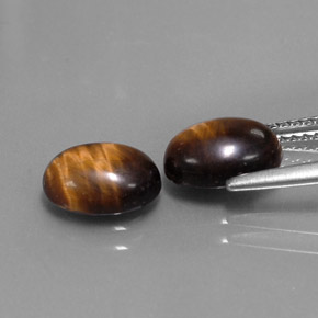 Tiger's Eye Gemstone in 9 x 7 mm (calibrated) Size for Sale, Tiger's Eye Stone in Gold Brown Color