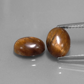 3.03 ct Brown Tiger's Eye Gemstone, Tiger's Eye Gem in Oval Cabochon Shape for Sale.