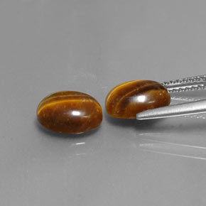 Tiger's Eye Gemstone in 9 x 7 mm (calibrated) Size for Sale, Tiger's Eye Stone in Gold Brown Color