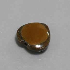 7.51 ct Brown Tiger's Eye Stone, Natural Tiger's Eye in Heart Cabochon with Hole Shape for Sale