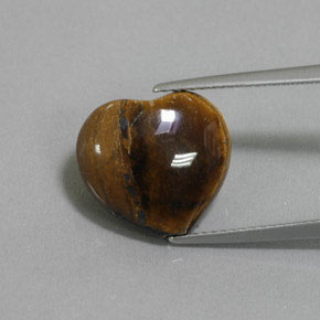 9.47 ct Brown Tiger's Eye Gemstone, Tiger's Eye Gem in Heart Cabochon with Hole Shape for Sale.