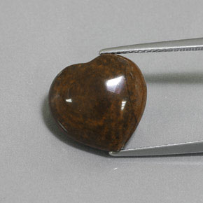 8.40 ct Brown Tiger's Eye Gemstone, Tiger's Eye Gem in Heart Cabochon with Hole Shape for Sale.