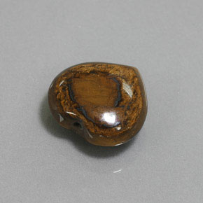8.46 ct Brown Tiger's Eye Stone, Natural Tiger's Eye in Heart Cabochon with Hole Shape for Sale