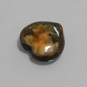 9.68 ct Brown Tiger's Eye Stone, Natural Tiger's Eye in Heart Cabochon with Hole Shape for Sale