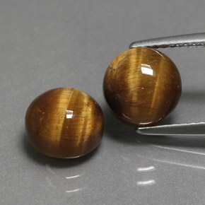 4.75 ct Brown Tiger's Eye Gemstone, Tiger's Eye Gem in Round Cabochon Shape for Sale.