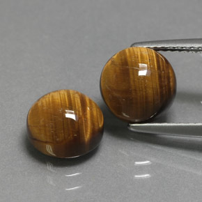 4.60 ct Brown Tiger's Eye Gemstone, Tiger's Eye Gem in Round Cabochon Shape for Sale.