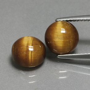 4.76 ct Brown Tiger's Eye Gemstone, Tiger's Eye Gem in Round Cabochon Shape for Sale.