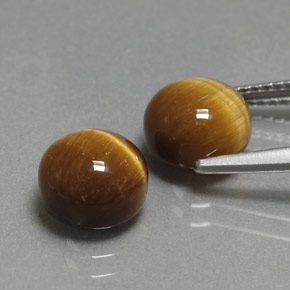 Tiger's Eye Gemstone in 8 mm (calibrated) Size for Sale, Tiger's Eye Stone in Gold Brown Color
