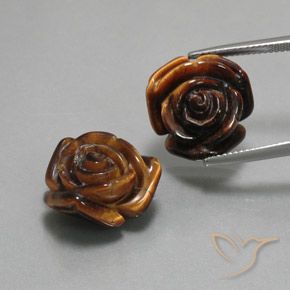25.54 ct Carved Rose Tiger's Eye, 16 x 15.4 mm From Thailand, Photo A