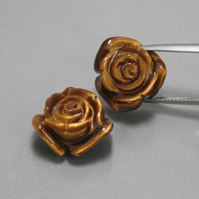23.77 ct Brown Tiger's Eye Gemstone, Tiger's Eye Gem in Carved Rose with Half Drilled Hole Shape for Sale.