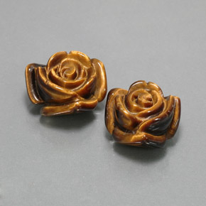 23.77 ct Brown Tiger's Eye Stone, Natural Tiger's Eye in Carved Rose with Half Drilled Hole Shape for Sale