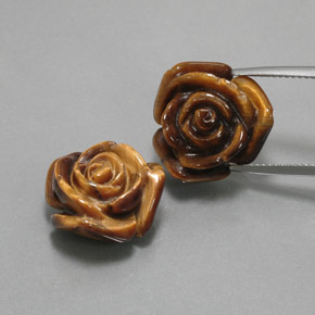 11.3ct Carved Rose with Half Drilled Hole Gold Brown Tiger's Eye Gem for sale 11.3ct Carved Rose with Half Drilled Hole Gold Brown Tiger's Eye Gem (ID: 370594)