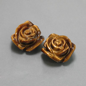 23.47 ct Brown Tiger's Eye Stone, Natural Tiger's Eye in Carved Rose with Half Drilled Hole Shape for Sale