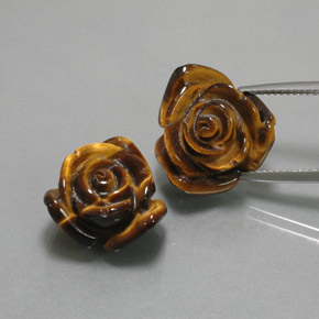 Golden Brown Tiger's Eye Gem - 11.7ct Carved Rose with Half Drilled Hole (ID: 370598)