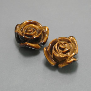 23.41 ctw Brown Tiger's Eye Stones, Natural Tiger's Eye in Carved Rose with Half Drilled Hole Shape for Sale