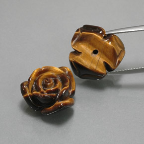 Tiger's Eye Gemstones in 16.4 x 15.5 mm Size for Sale, Tiger's Eye Stones in Golden Brown Color