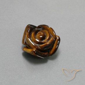 12.62 ct Brown Tiger's Eye Stone, Natural Tiger's Eye in Carved Rose with Half Drilled Hole Shape for Sale