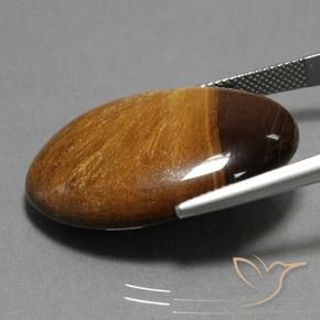 Tiger's Eye Gemstone in 30 x 22 mm (calibrated) Size for Sale, Tiger's Eye Stone in Warm Brown Color