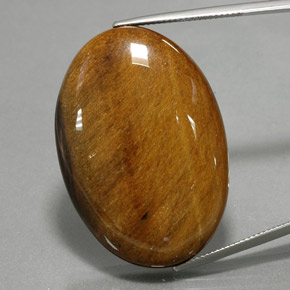 Caramel Brown Tiger's Eye Gem - 63.8ct Oval Cabochon (ID: 377215)