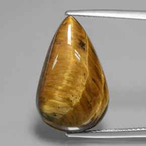 12.18 ct Brown Tiger's Eye Gemstone, Tiger's Eye Gem in Pear Cabochon Shape for Sale.