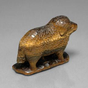 152.45 ct Multicolor Tiger's Eye Stone, Natural Tiger's Eye in Carved Sheep Shape for Sale