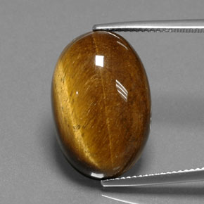 18.74 ct Brown Tiger's Eye Gemstone, Tiger's Eye Gem in Oval Cabochon Shape for Sale.