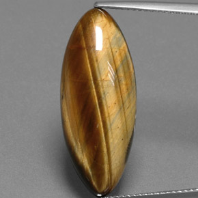 14.53 ct Brown Tiger's Eye Gemstone, Tiger's Eye Gem in Marquise Cabochon Shape for Sale.