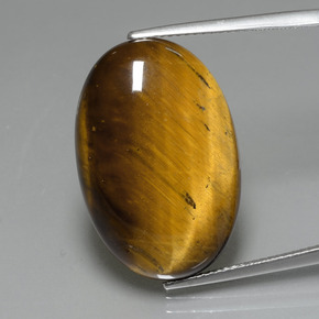 19.59 ct Brown Tiger's Eye Gemstone, Tiger's Eye Gem in Oval Cabochon Shape for Sale.