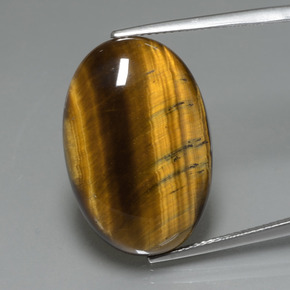 Golden Brown Tiger's Eye Gem - 20ct Oval Cabochon (ID: 389880)