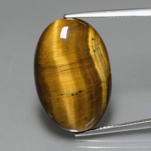 Medium-Light Brown Tiger's Eye Gem - 19.4ct Oval Cabochon (ID: 389882)