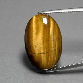 19.87 ct Brown Tiger's Eye Gemstone, Tiger's Eye Gem in Oval Cabochon Shape for Sale.