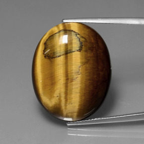 22.74 ct Brown Tiger's Eye Gemstone, Tiger's Eye Gem in Oval Cabochon Shape for Sale.