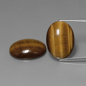 Marrón medio Ojo de Tigre Gema - 10.5ct Cabujón Óvalo (ID: 390094)