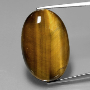 20.54 ct Brown Tiger's Eye Gemstone, Tiger's Eye Gem in Oval Cabochon Shape for Sale.