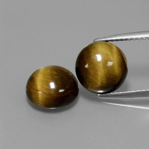 5.50 ct Brown Tiger's Eye Gemstone, Tiger's Eye Gem in Round Cabochon Shape for Sale.