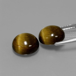 Tiger's Eye Gemstone in 9 mm (calibrated) Size for Sale, Tiger's Eye Stone in Gold Brown Color