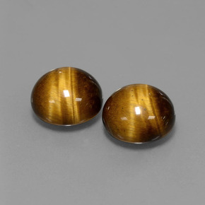 5.60 ct Brown Tiger's Eye Stone, Natural Tiger's Eye in Round Cabochon Shape for Sale
