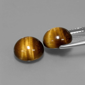 Tiger's Eye Gemstone in 9 mm (calibrated) Size for Sale, Tiger's Eye Stone in Gold Brown Color