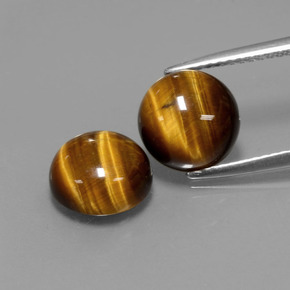 5.49 ct Brown Tiger's Eye Gemstone, Tiger's Eye Gem in Round Cabochon Shape for Sale.