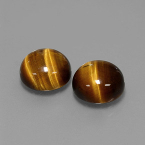 5.49 ct Brown Tiger's Eye Stone, Natural Tiger's Eye in Round Cabochon Shape for Sale