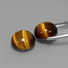 Tiger's Eye Gemstone in 9 mm (calibrated) Size for Sale, Tiger's Eye Stone in Gold Brown Color
