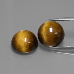 7.63 ct Brown Tiger's Eye Gemstone, Tiger's Eye Gem in Round Cabochon Shape for Sale.