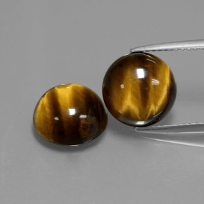 7.62 ct Brown Tiger's Eye Gemstone, Tiger's Eye Gem in Round Cabochon Shape for Sale.