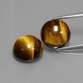 7.62 ct Brown Tiger's Eye Gemstone, Tiger's Eye Gem in Round Cabochon Shape for Sale.