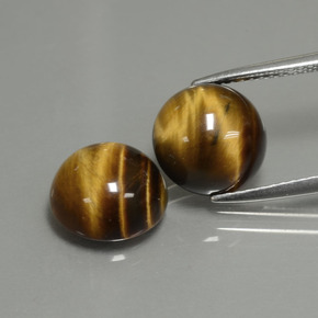 7.55 ct Brown Tiger's Eye Gemstone, Tiger's Eye Gem in Round Cabochon Shape for Sale.